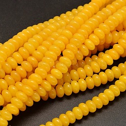 Dyed Natural Malaysia Jade Rondelle Bead Strands, Imitated Yellow Jade, Gold, 8x5mm, Hole: 1mm, about 75pcs/strand, 15 inch(G-L395-05)