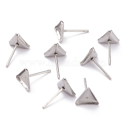 304 Stainless Steel Stud Earring Settings, Triangle, Stainless Steel Color, 8x8x2mm, Tray: 7x7mm, Pin: 0.8mm(STAS-J032-14)