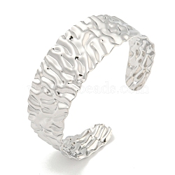 Non-Tarnish Textured 304 Stainless Steel Cuff Bangles for Women, Stainless Steel Color, 7/8 inch(2.1cm), Inner Diameter: 2-1/8 inch(5.3cm)(BJEW-P331-01P)