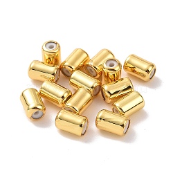 Brass Beads, with Rubber, Column, Slider Beads, Stopper Beads, Real 18K Gold Plated, 8x5mm, Hole: 2mm(X-KK-WH0052-01C)