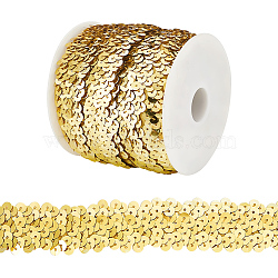 Plastic Paillette Elastic Beads, Sequins Beads, Ornament Accessories, 3 Rows Paillette Roll, Flat Round, Gold, 25x1.5mm, 10m/roll(PVC-OC0001-01I)