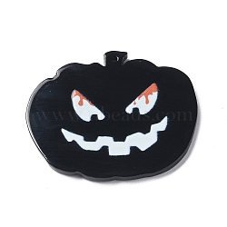 Halloween Opaque Printed Acrylic Pendants, Pumpkin, 37x45x2.5mm, Hole: 1.5mm(MACR-K330-35B)