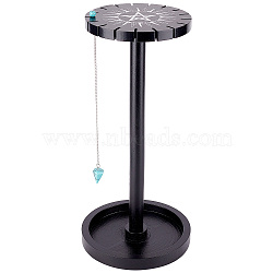 CREATCABIN Wooden Pendulum Display Stand with Tray, Star Pattern Wood Crystal Holder with Synthetic Turquoise, Witch Necklaces Organizer, Black, Finished Product: 15x31.5cm, 240mm(DIY-CN0002-24)