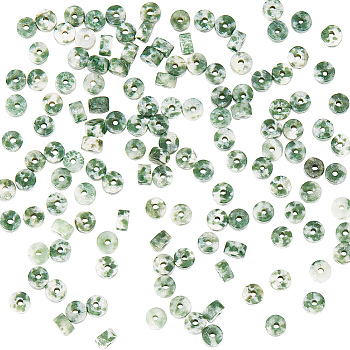 1 Strand Natural Green Spot Jasper Beads Strands, Flat Round/Disc, Heishi Beads, 4.3x2.5mm, Hole: 1mm, about 155pcs/strand, 14.90''(37.85cm)