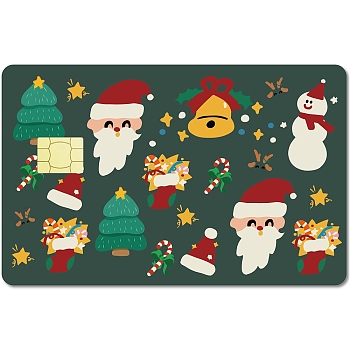 PVC Plastic Waterproof Card Stickers, Self-adhesion Card Skin for Bank Card Decor, Rectangle, Santa Claus, 186.3x137.3mm