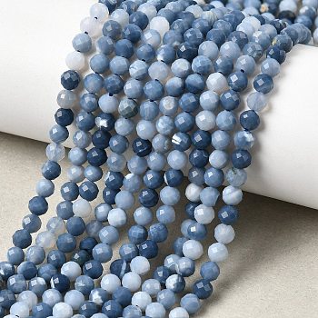 Natural Blue Opal Beads Strands, Faceted, Round, 4~4.5mm, Hole: 0.8mm, about 94~104pcs/strand, 15.35''~15.55''(39~39.5cm)