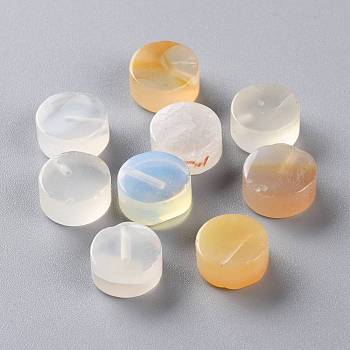Natural Agate Beads, Half Drilled, Flat Round, 12x6mm, Hole: 1.5mm