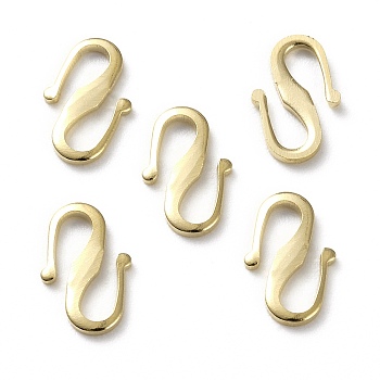 Brass S Hook Clasps, Long-Lasting Plated, Real 24K Gold Plated, 12x7.5x1mm