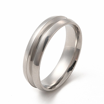 201 Stainless Steel Grooved Finger Ring Settings, Ring Core Blank, for Inlay Ring Jewelry Making, Stainless Steel Color, Inner Diameter: 20mm, Groove: 2mm