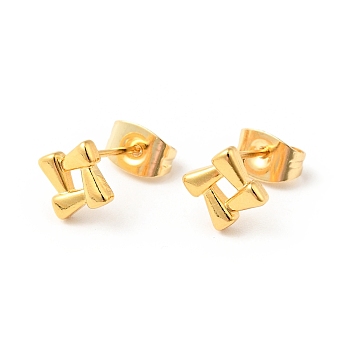 304 Stainless Steel Tiny Rhombus Stud Earrings with 316 Stainless Steel Pins for Women, Golden, 7.7x7.7mm, Pin: 0.6mm