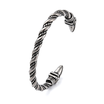 Viking 304 Stainless Steel Twisted Eagle Open Cuff Bangles for Men, Platinum, Inner Diameter: 2-3/4 inch(7cm), 9.5mm