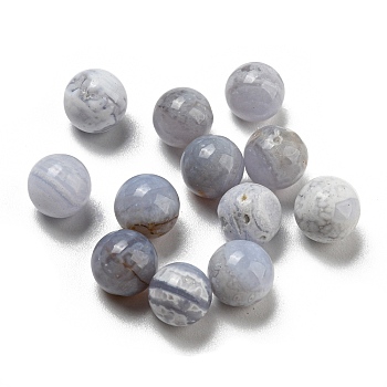 Natural Blue Lace Agate Beads, No Hole/Drilled, Round, 7.5~8mm