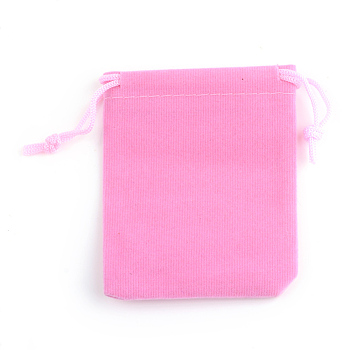 Rectangle Velvet Pouches, Gift Bags, Pink, 7x5cm