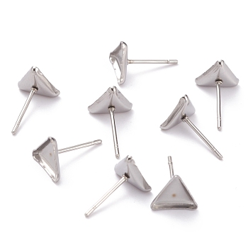 304 Stainless Steel Stud Earring Settings, Triangle, Stainless Steel Color, 8x8x2mm, Tray: 7x7mm, Pin: 0.8mm