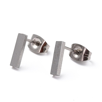 304 Stainless Steel Greek Alphabet Stud Earrings, Manual Polishing, Letter.I, 7~11x2~10x1.5mm, Pin: 0.8mm
