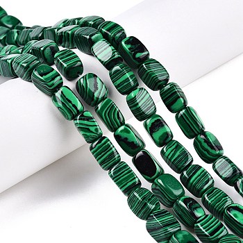 Synthetic Malachite Beads Strands, Cuboid, 11.5~12.5x7.5~8x7~8mm, Hole: 1.2mm, about 33pcs/strand, 15.75''(40cm)