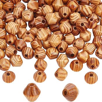 100Pcs Bicone Unfinished Natural Wood Beads, Wooden Beads, Peru, 16x15mm, Hole: 5mm