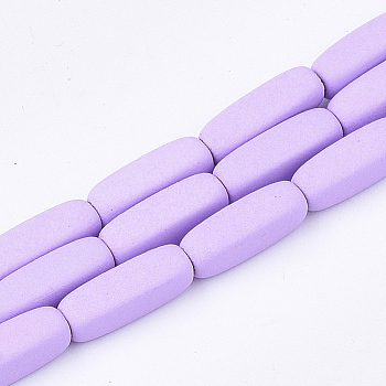 Spray Painted Non-magnetic Synthetic Hematite Beads Strands, Cuboid, Violet, 9x3x3mm, Hole: 0.5mm, about 44pcs/strand, 15.7 inch