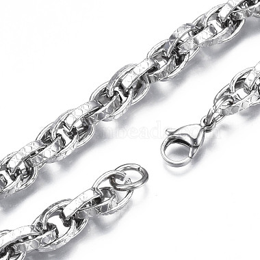 201 bracelet chaîne corde en acier inoxydable avec motif initial x pour homme femme(BJEW-S057-79)-3