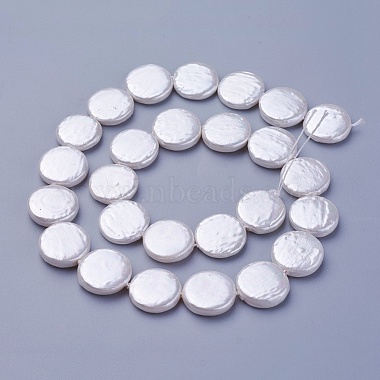 15mm Snow Flat Round Shell Pearl Beads