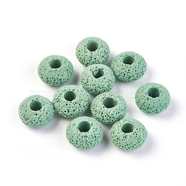 16mm MediumAquamarine Rondelle Lava Beads