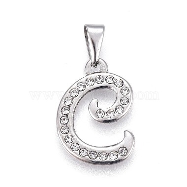 Stainless Steel Color Letter Stainless Steel+Rhinestone Pendants