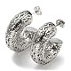 C-Shaped with Coin Pattern Stud Earrings(EJEW-G355-06P)-1