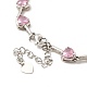 Cubic Zirconia Heart Link Chain Lariat Necklace(NJEW-E074-07)-5