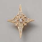 Alloy Rhinestone Lapel Pins for Backpack Clothes, Star, Light Gold, 47x33.5mm(JEWB-WH0028-117A)