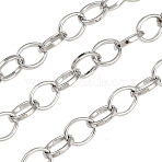 Soldered Brass Cable Chains, Long-Lasting Plated, with Spool, Platinum, 8x6x1.1mm, about 16.4 Feet(5m)/roll(CHC-G005-17P)