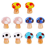 10Pcs Handmade Evil Eye Lampwork Beads, Mushroom, Mixed Color, 13x10mm, Hole: 1.6mm(LAMP-TA0001-95A)