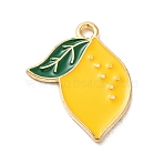 Alloy Enamel Pendants, Light Gold, Fruit, Lemon, 21x16.5x1mm, Hole: 1.6mm(X-ENAM-E064-25KCG-08)