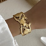 Ocean Theme 304 Stainless Steel Cuff Bangles for Women, Golden, Crab, Inner Diameter: 2.48 inch(6.3cm), wide: 33mm(BJEW-Z171-01G-01)
