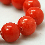 Natural Mashan Jade Round Beads Strands, Dyed, Orange Red, 12mm, Hole: 1mm, about 34pcs/strand, 15.7 inch(G-D263-12mm-XS18)