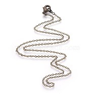 Brass Necklaces, Antique Bronze Color, chain link: about 1.5mm wide, 2mm long, 18 inch long(SW028-1NFAB)