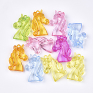Transparent Acrylic Pendants, Unicorn, Mixed Color, 49x31x13mm, Hole: 3mm(X-TACR-S133-100)