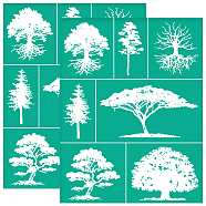 Self-Adhesive Silk Screen Printing Stencils, for Painting on Wood, DIY Decoration T-Shirt Fabric, Turquoise, Tree, 220x280mm(DIY-WH0531-012)