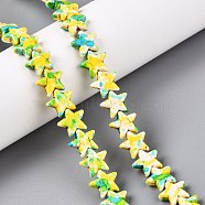 Spray Painted Synthetic Turquoise Beads Strands, Dyed, Star, Yellow, 10~10.5x11.5x4mm, Hole: 1mm, about 43pcs/strand, 14.88''(37.8cm)(UNKW-T001-11C)