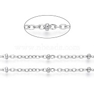 304 Stainless Steel Satellite Chains, Soldered, with Rondelle Beads, Stainless Steel Color, 1.5~2mm, Link: 2x1.5x0.3mm(CHS-I005-10P)