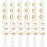 DIY Flat Round Dangle Earring Making Kits, Including 304 Stainless Steel Earring Hooks, Glass Cabochons, Golden, 66Pcs/box(STAS-UN0034-77)