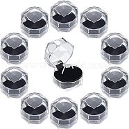 Transparent Plastic Ring Boxes, Jewelry Box, Black, 3.8x3.8x3.8cm(OBOX-CA0001-001A)