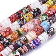 Column Handmade Millefiori Glass Beads, Mixed Color, 11~12x10mm, Hole: 1.5mm, about 32pcs/strand, 14.9 inch(LK-R004-12)
