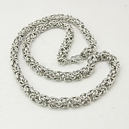 304 Stainless Steel Necklace Men's Byzantine Chain Necklaces, 22.44 inch(57cm)(NJEW-H411-26)