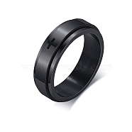Stainless Steel Rotating Plain Band Ring, Fidget Spinner Ring for Calming Worry Meditation, Electrophoresis Black, US Size 10(19.8mm)(WG30601-14)