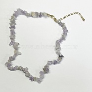 Natural Amethyst Chips Beaded Necklace, Gemstone Jewelry for Women, 15.75 inch(40cm)(NJEW-FZ00004-05)