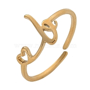 304 Stainless Steel Cuff Rings for Women, Heart with LetterA~Z, Real 18K Gold Plated, Letter B, 9.5mm, inner diameter: adjustable.(RJEW-D285-01G-B)