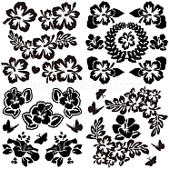 4Pcs 4 Styles PET Waterproof Self-adhesive Car Stickers, Reflective Decals for Car, Motorcycle Decoration, Black, Flower Pattern, 200x200mm, 1pc/style(DIY-WH0308-225A-007)