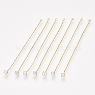 Brass Coreana Chain Tassel Big Pendants, with Cubic Zirconia, Clear, Real 18K Gold Plated, 65mm, Hole: 1.2mm(X-KK-S348-403G)