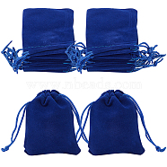 25Pcs Rectangle Velvet Drawstring Pouches, Candy Gift Bags Christmas Party Wedding Favors Bags, Dark Blue, 9x7cm(TP-BBC0001-04A-01)