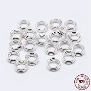 925 Sterling Silver Split Jump Rings, Double Loop Jump Rings, Round Rings, Silver, 7x1mm, Inner Diameter: 5.5mm(STER-F036-01S-0.6x7m)